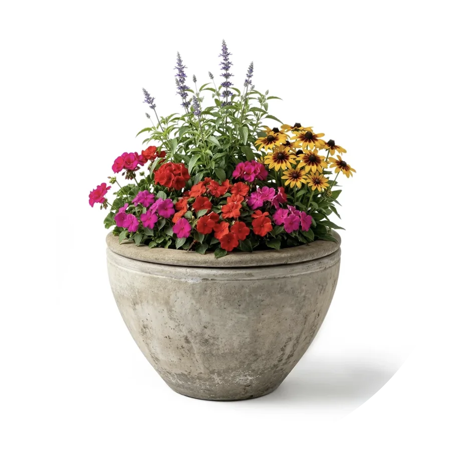 landscaping container with flowers