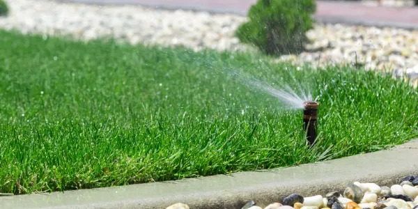 watering lawn, irrigation system
