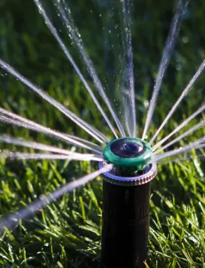 irrigation system watering lawn