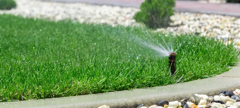 watering lawn, irrigation system